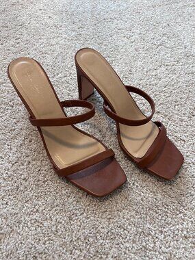 Brown strappy heels